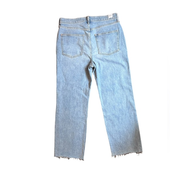 Frank & Eileen Monaghan Blue Denim Raw Hem Straight Leg Hi-Rise Jeans Size 31 - Picture 8 of 13